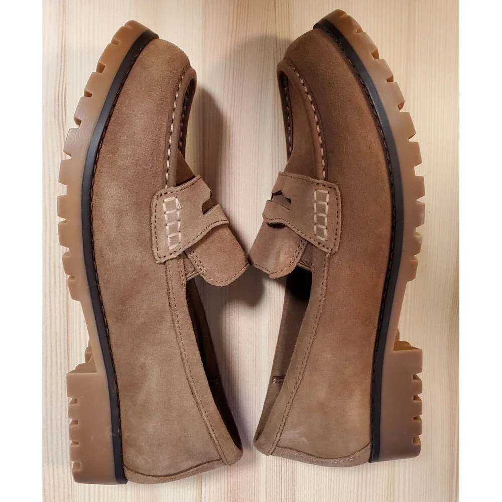 Skechers Womens 9 Cypress Chic Surge Brown Tan Beige Suede Penny Loafers - Picture 11 of 11